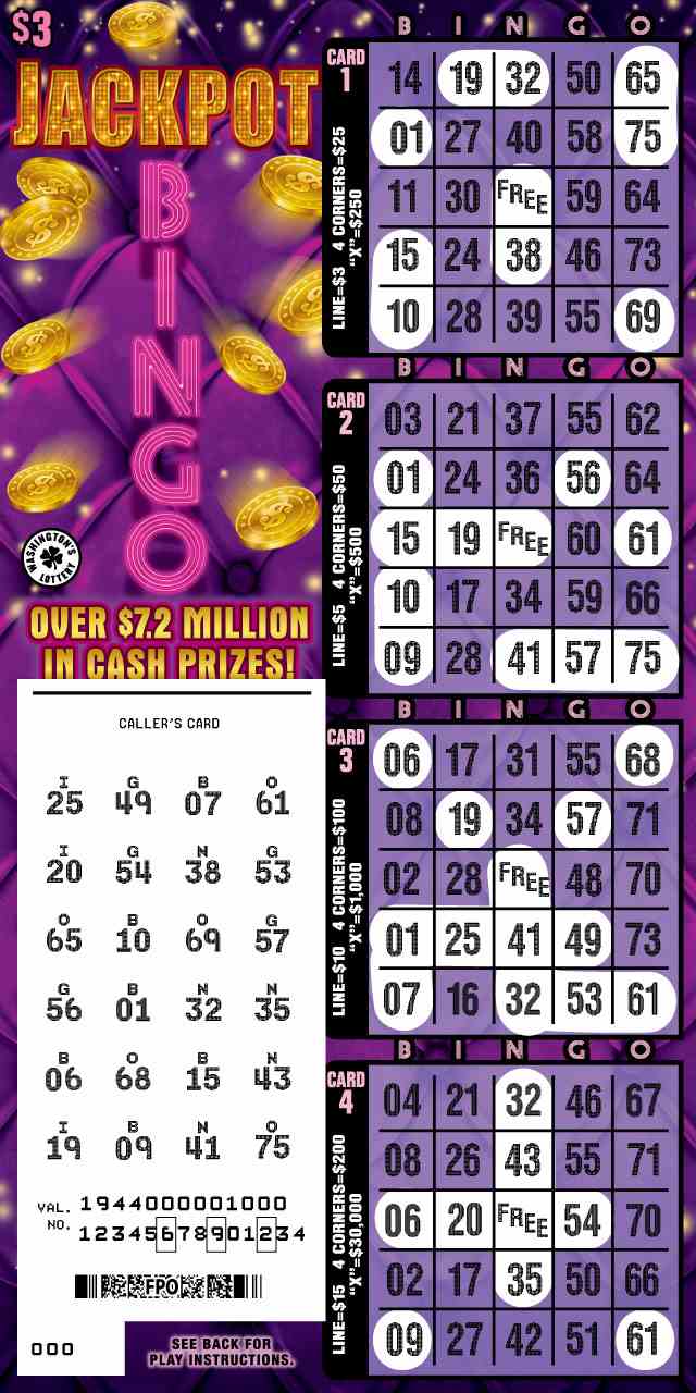 Jackpot Bingo scratchcard - game number #1944 - front-scratched