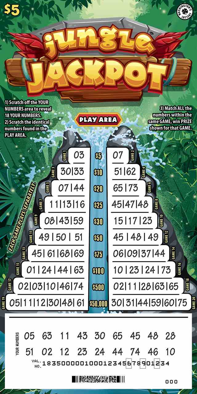 Jungle Jackpot scratchcard - game number #1835 - front-scratched