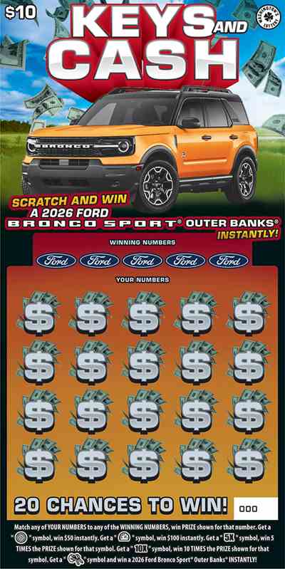 Keys And Cash scratchcard - game number #2004 - front