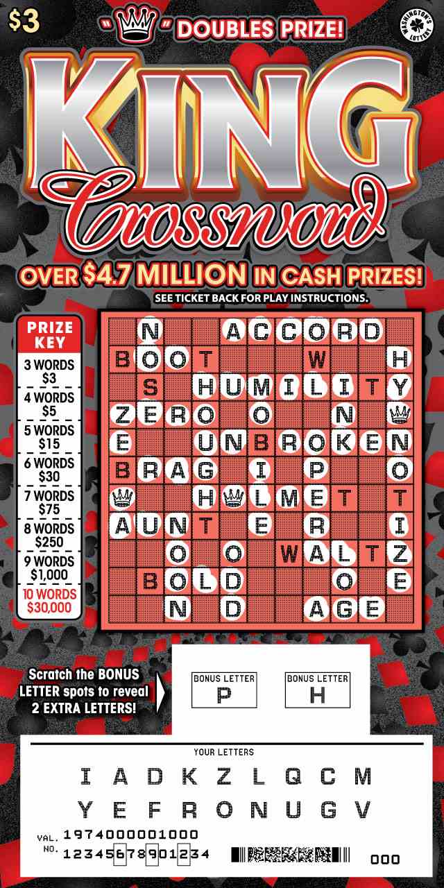 King Crossword scratchcard - game number #1974 - front-scratched