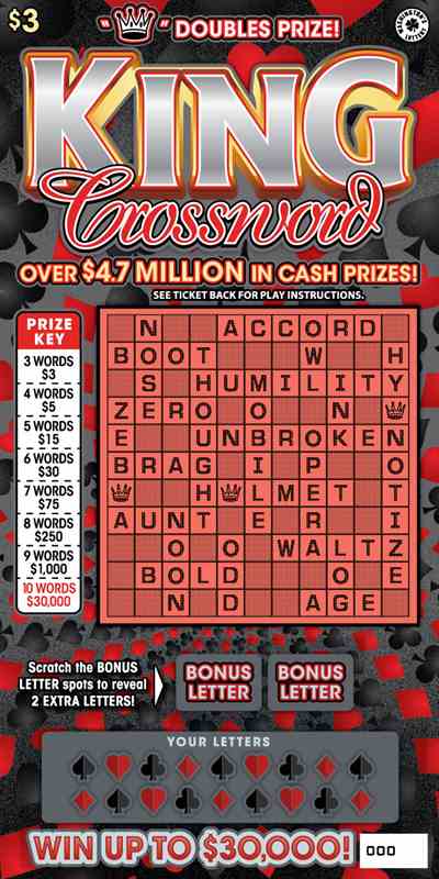 King Crossword scratchcard - game number #1974 - front