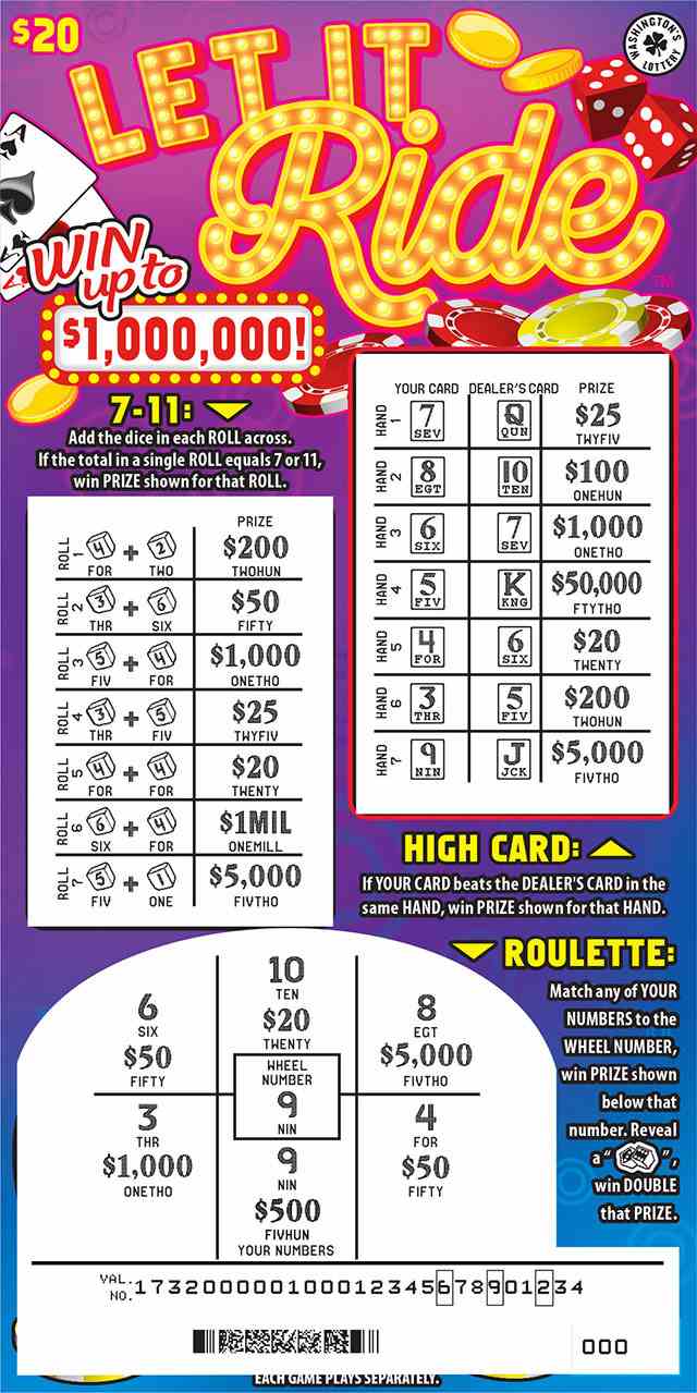 Let It Ride scratchcard - game number #1732 - front-scratched