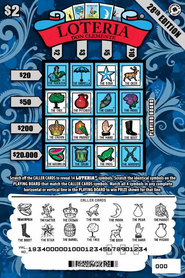 Loteria 28Th Edition scratchcard - game number #1834 - front-scratched