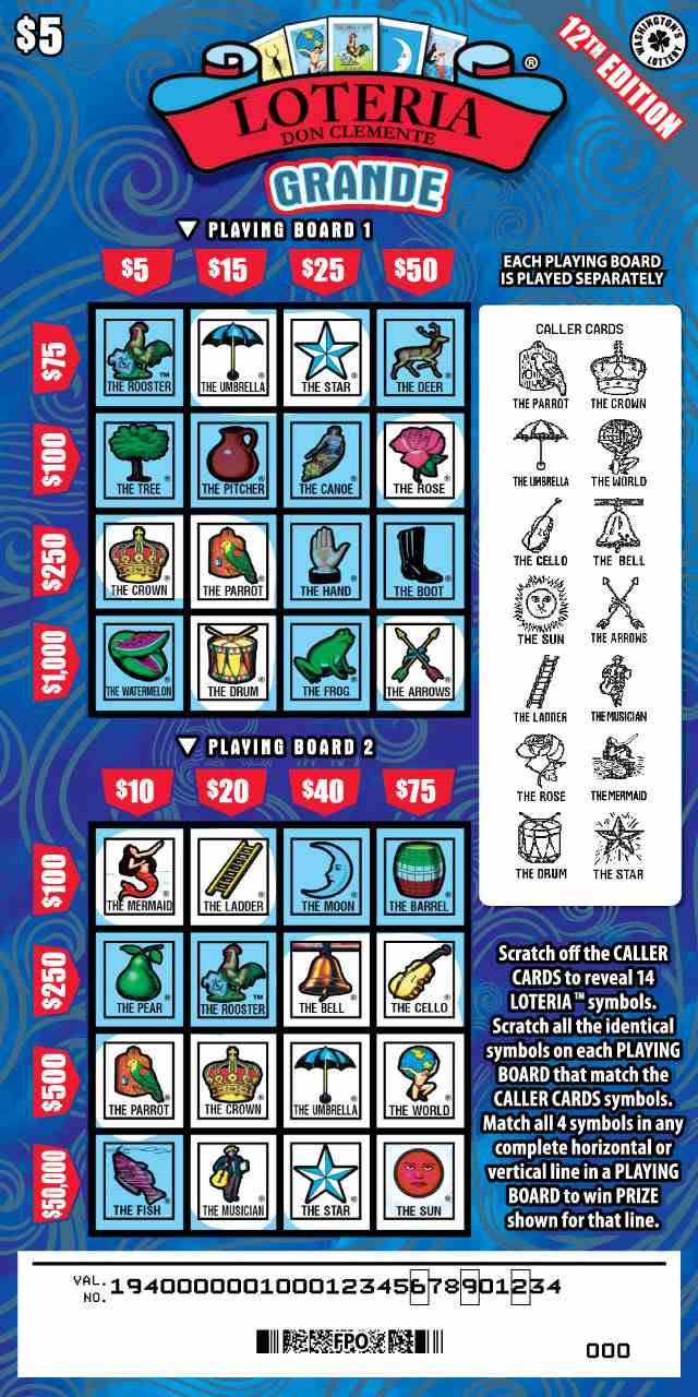 Loteria Grande 12Th Edition scratchcard - game number #1940 - front-scratched