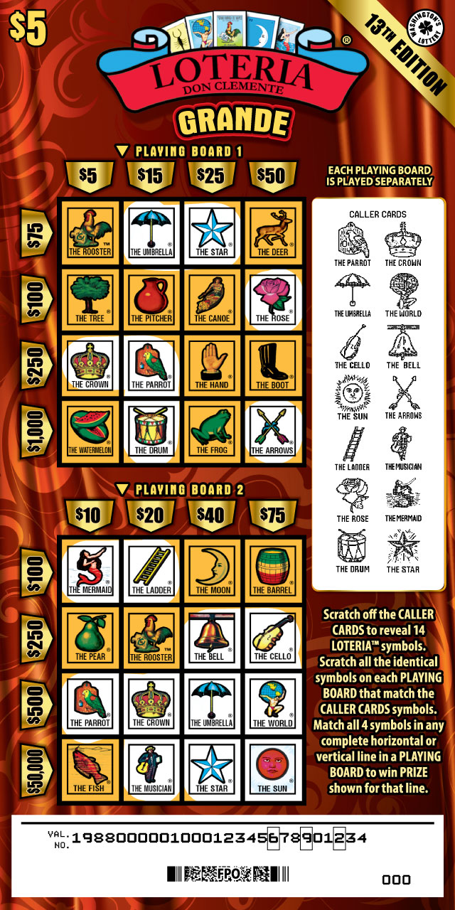 Loteria Grande 13Th Edition scratchcard - game number #1988 - front-scratched