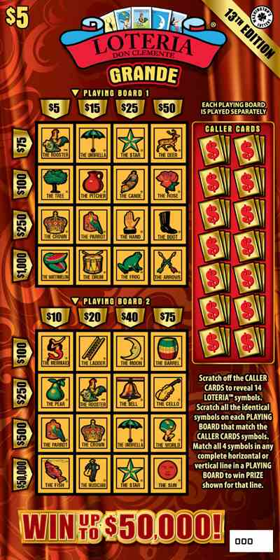 Loteria Grande 13Th Edition scratchcard - game number #1988 - front