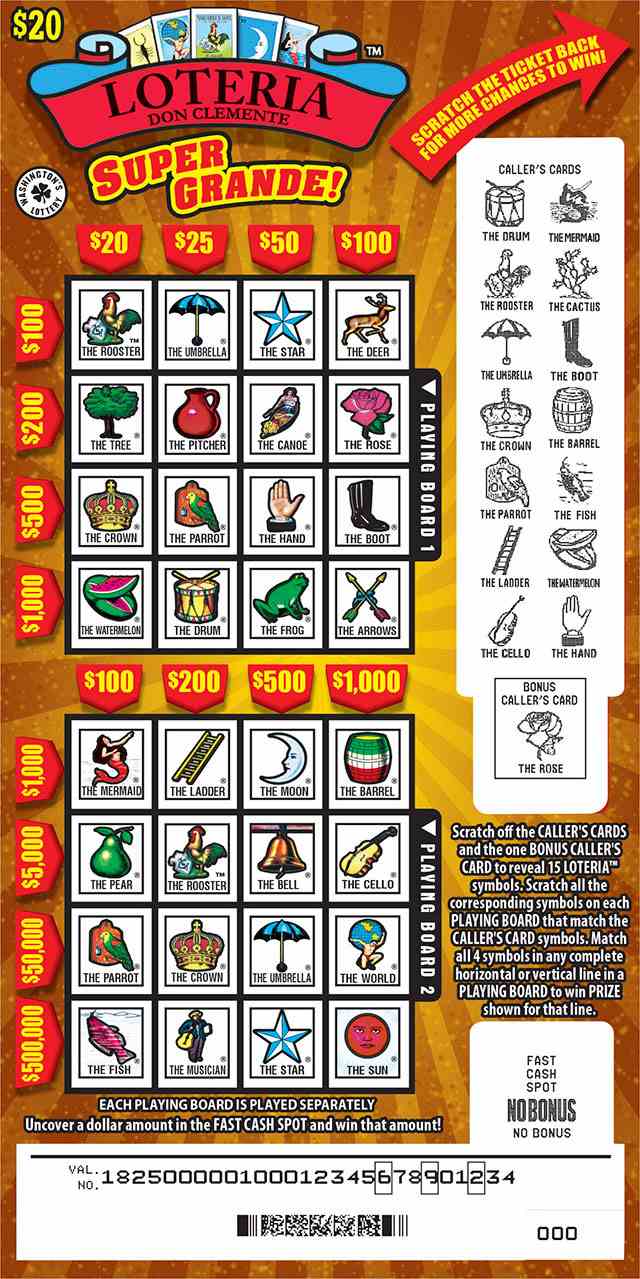 Loteria Super Grande! scratchcard - game number #1825 - front-scratched