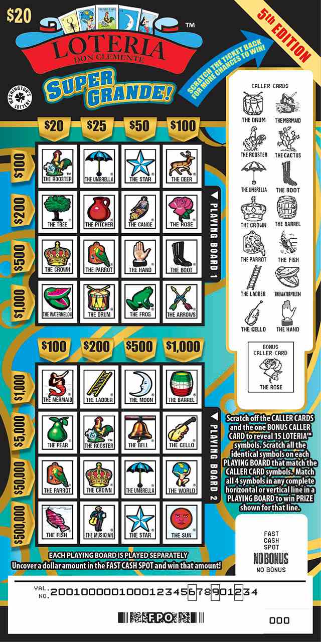 Loteria Super Grande 5Th Edit scratchcard - game number #2001 - front-scratched