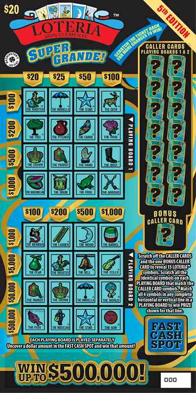 Loteria Super Grande 5Th Edit scratchcard - game number #2001 - front