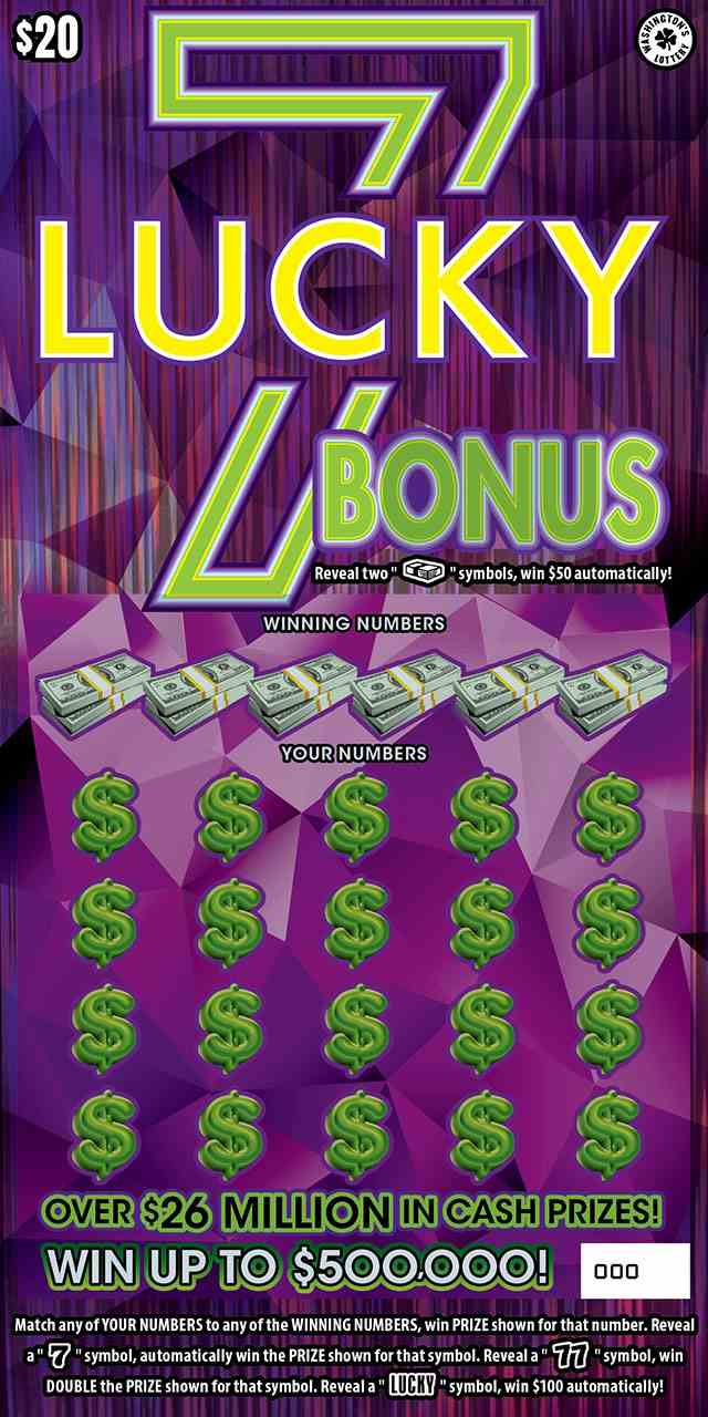 Lucky 7 Bonus scratchcard - game number #1968 - front