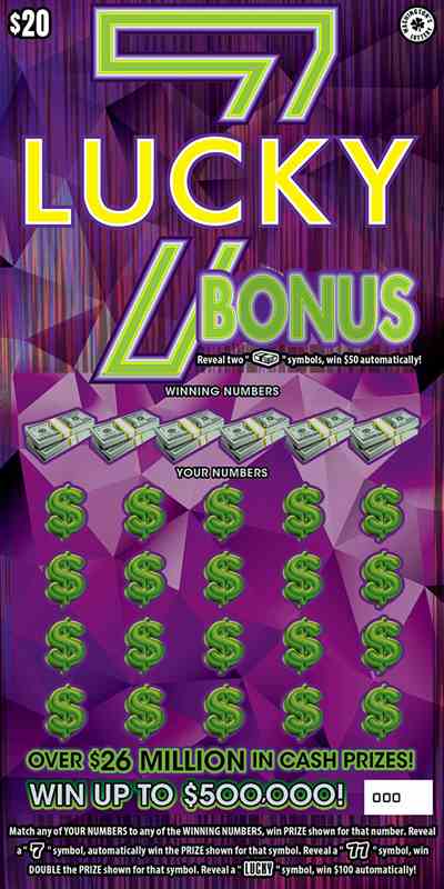 Lucky 7 Bonus scratchcard - game number #1968 - front