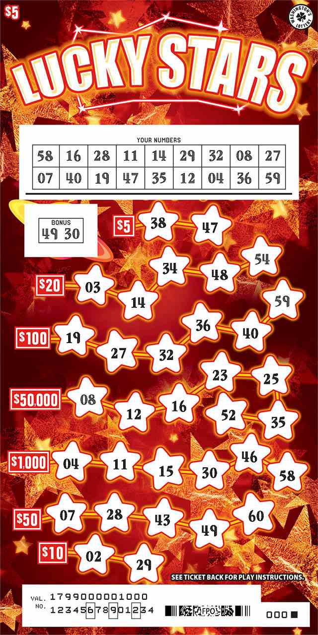 Lucky Stars (100) scratchcard - game number #1799 - front-scratched