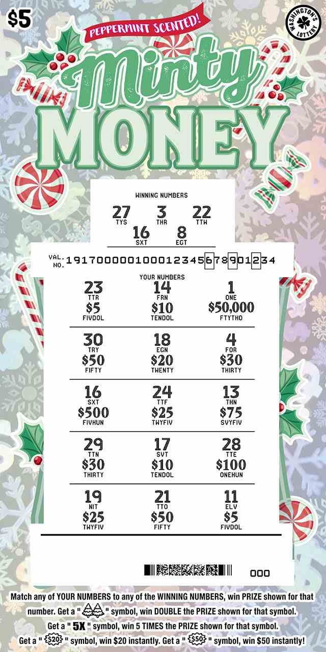 Minty Money scratchcard - game number #1917 - front-scratched