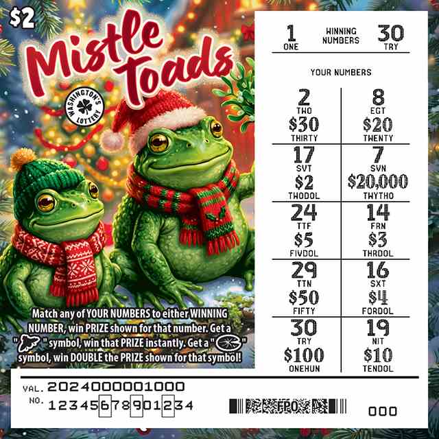 Mistle Toads scratchcard - game number #2024 - front-scratched