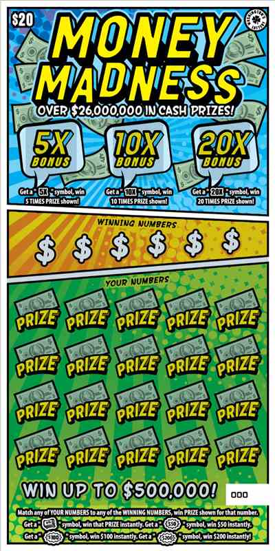 Money Madness scratchcard - game number #1783 - front