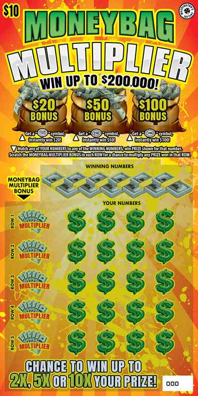 Moneybag Multiplier scratchcard - game number #1964 - front