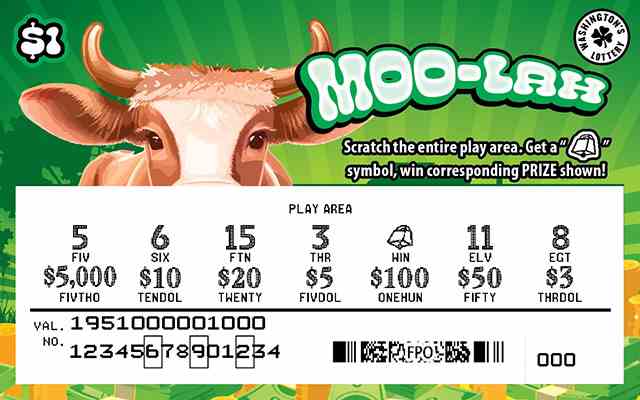 Moo-Lah scratchcard - game number #1951 - front-scratched