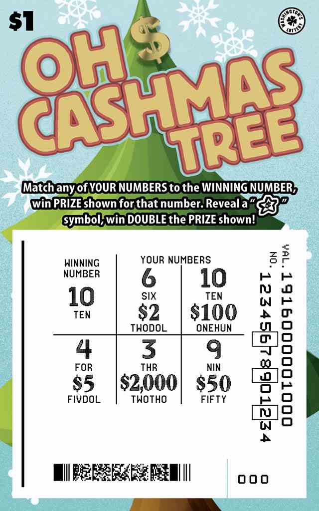 Oh Cashmas Tree scratchcard - game number #1916 - front-scratched