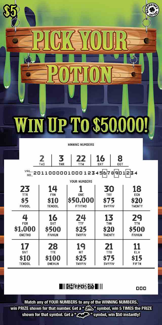 Pick Your Potion scratchcard - game number #2011 - front-scratched