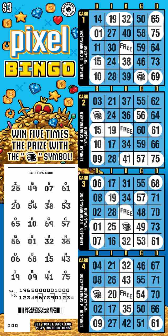 Pixel Bingo scratchcard - game number #1965 - front-scratched