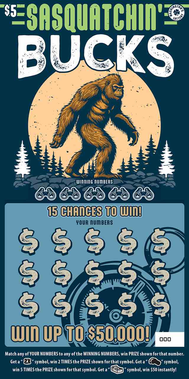 Sasquatchin Bucks scratchcard - game number #2007 - front