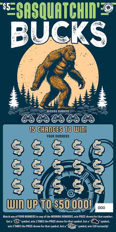 Sasquatchin Bucks scratchcard - game number #2007 - front