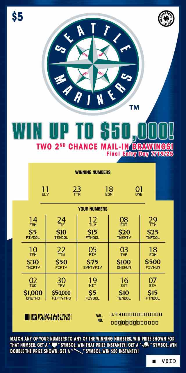 Seattle Mariners scratchcard - game number #1930 - front-scratched