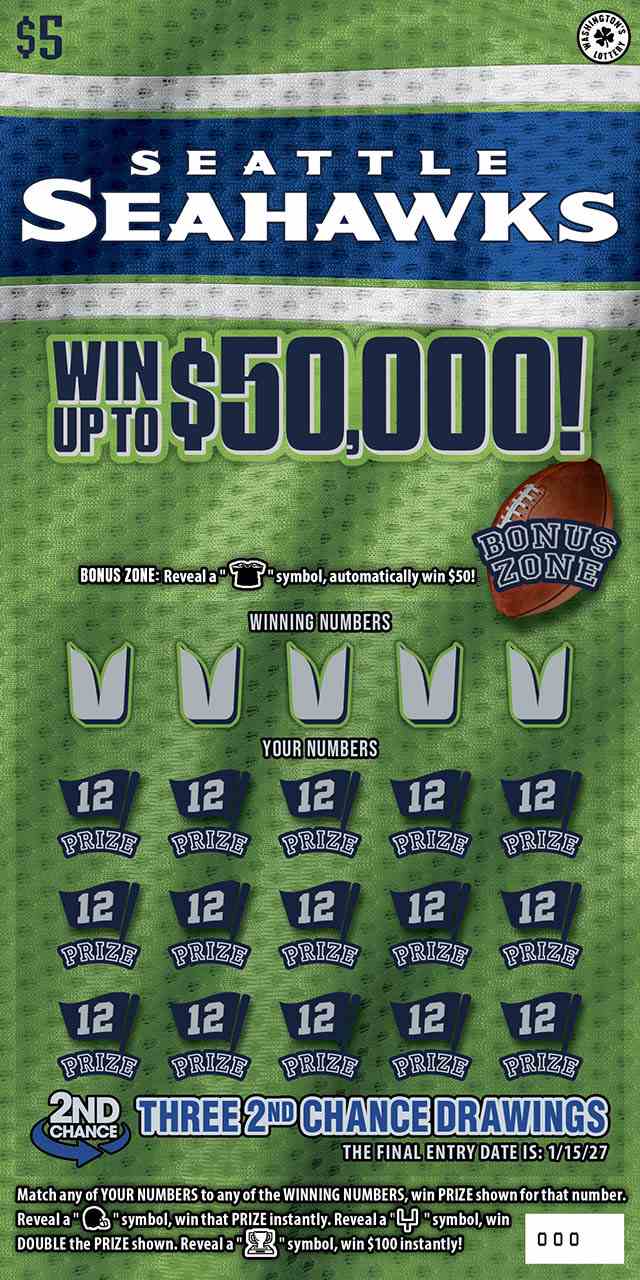 Seattle Seahawks scratchcard - game number #2010 - front