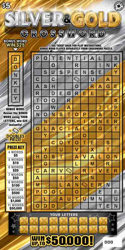 Silver & Gold Crossword scratchcard - game number #1830 - front