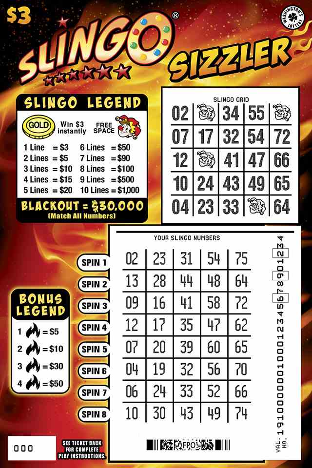 Slingo Sizzler scratchcard - game number #1910 - front-scratched