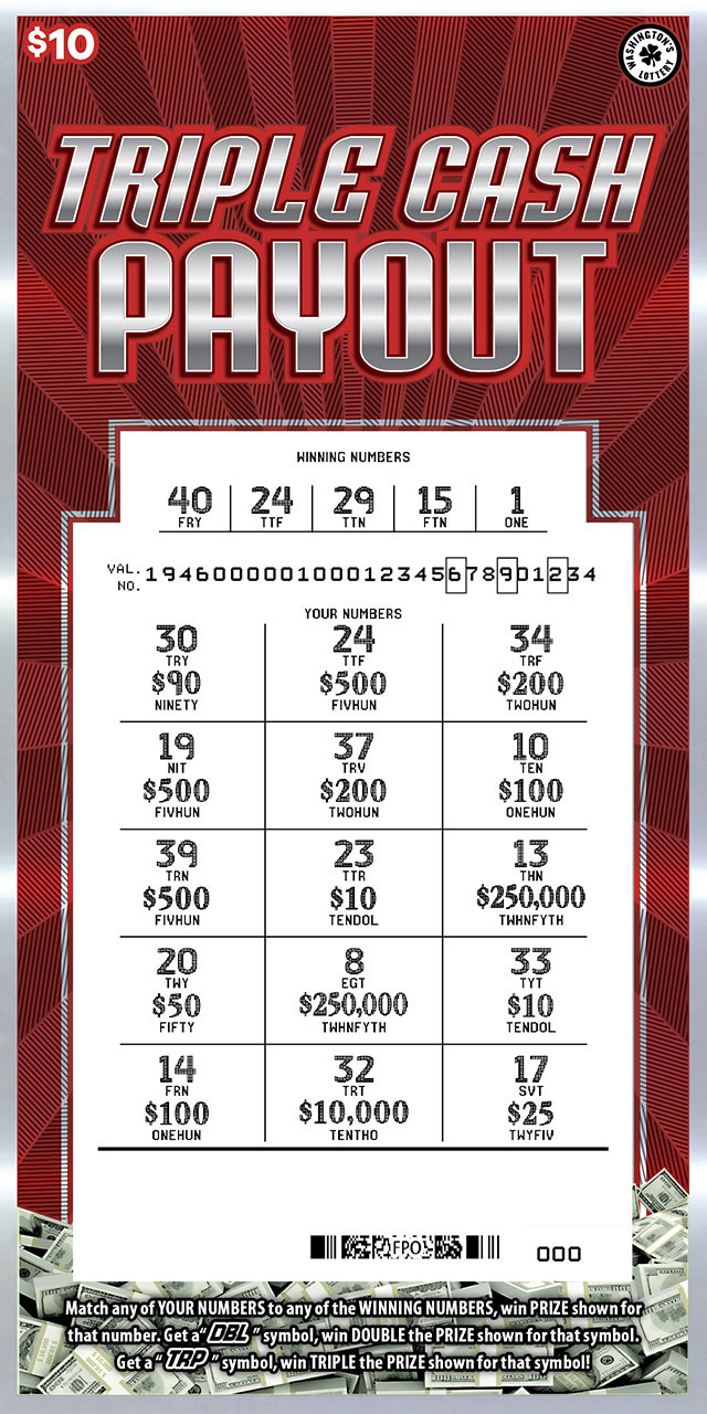 Triple Cash Payout scratchcard - game number #1946 - front-scratched
