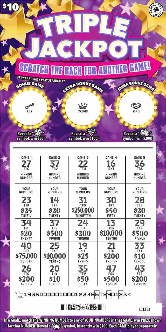 Triple Jackpot scratchcard - game number #1935 - front-scratched