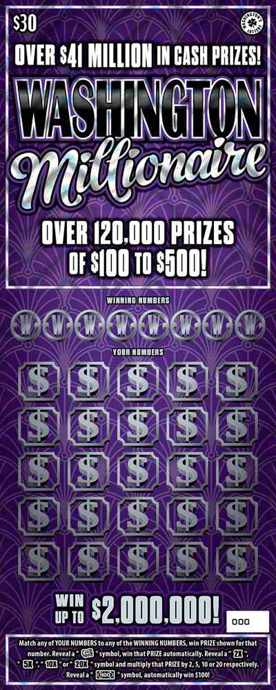 Washington Millionaire scratchcard - game number #1970 - front