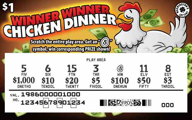 Winner Winner Chicken Dinner scratchcard - game number #1986 - front-scratched