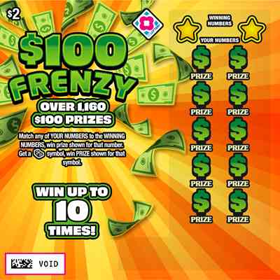 $100 Frenzy scratchcard - game number #1552 - front