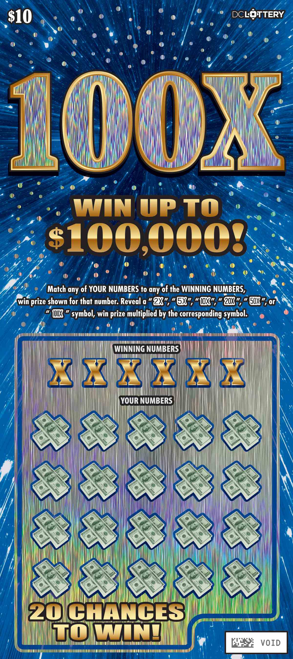100X scratchcard - game number #1652 - front