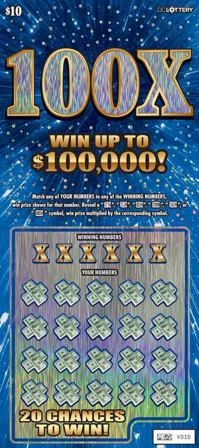100X scratchcard - game number #1652 - front