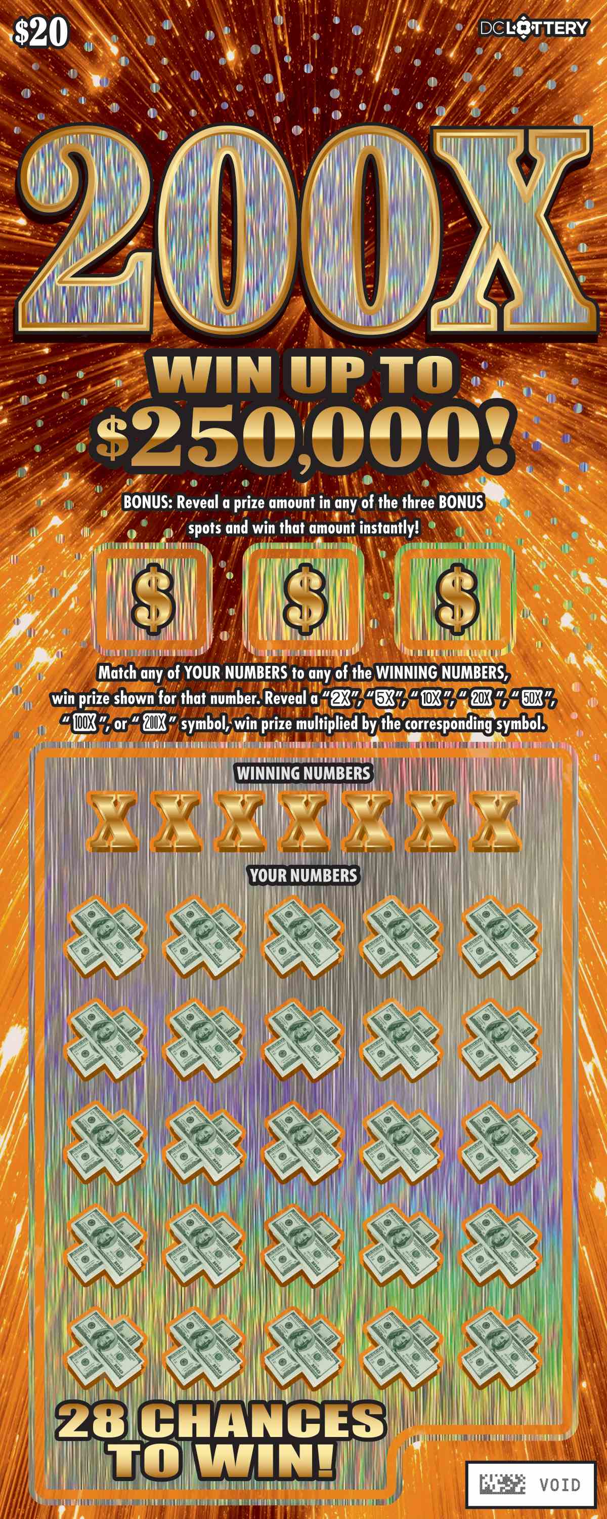 200X scratchcard - game number #1648 - front