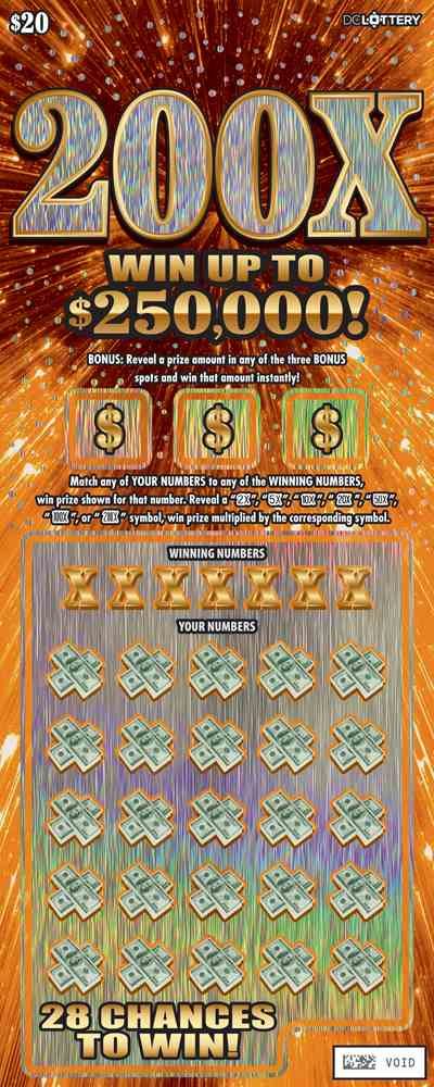 200X scratchcard - game number #1648 - front