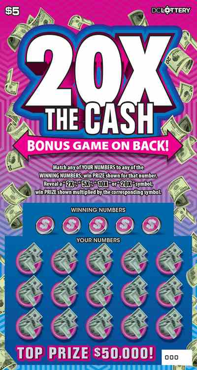 20X The Cash scratchcard - game number #1613 - front