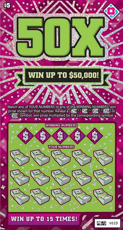 50X scratchcard - game number #1576 - front