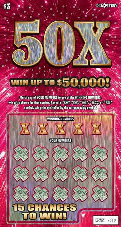 50X scratchcard - game number #1651 - front