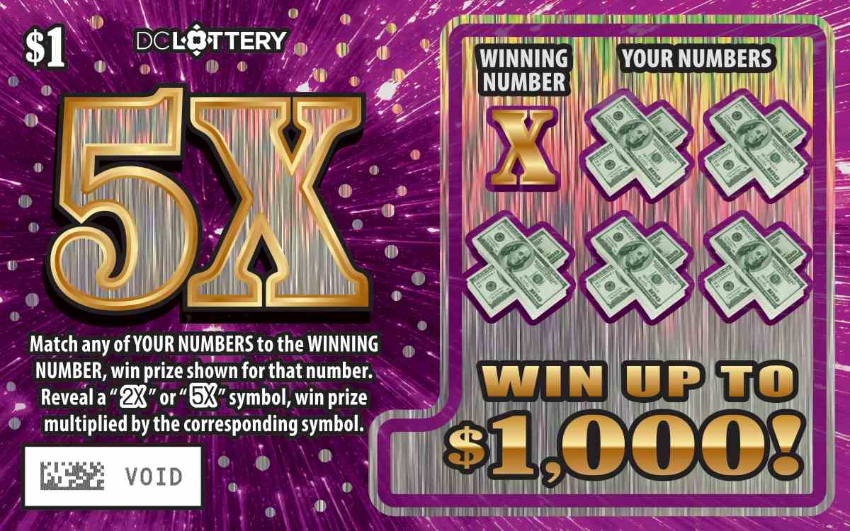 5X scratchcard - game number #1649 - front