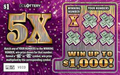 5X scratchcard - game number #1649 - front