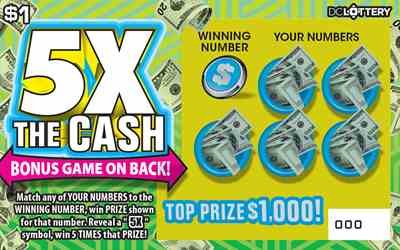 5X The Cash scratchcard - game number #1611 - front