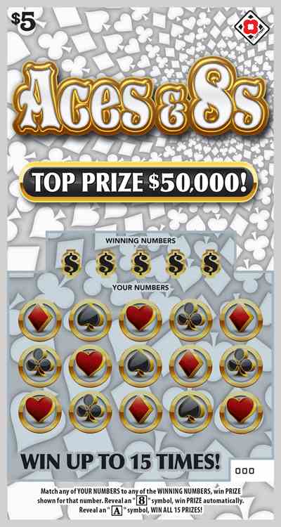 Aces & 8S scratchcard - game number #1582 - front