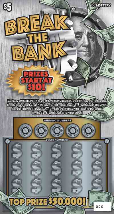 Break The Bank scratchcard - game number #1608 - front