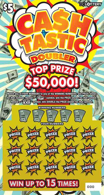 Ca$H Tastic Doubler scratchcard - game number #1606 - front