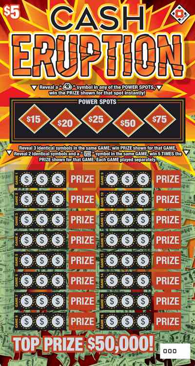 Cash Eruption scratchcard - game number #1588 - front
