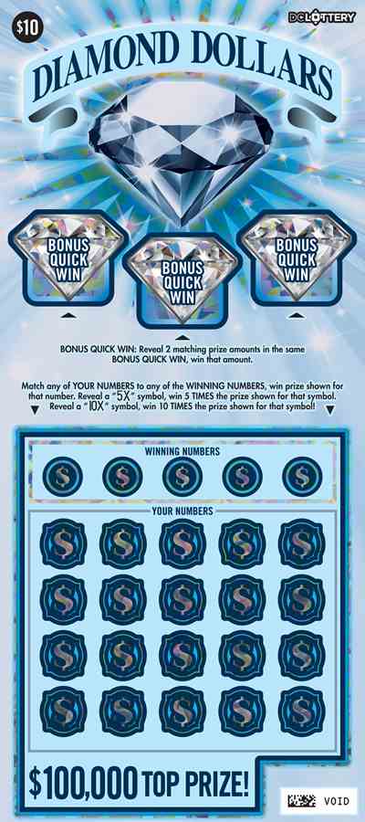 Diamond Dollars scratchcard - game number #1619 - front
